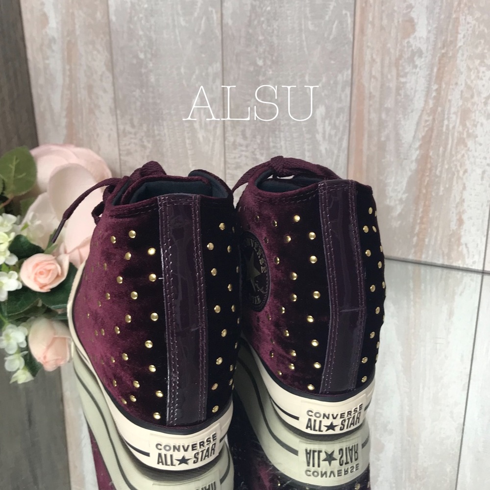 Converse Lux Mid Velvet Hidden Wedge Dark SangriaW - Picture 4 of 8